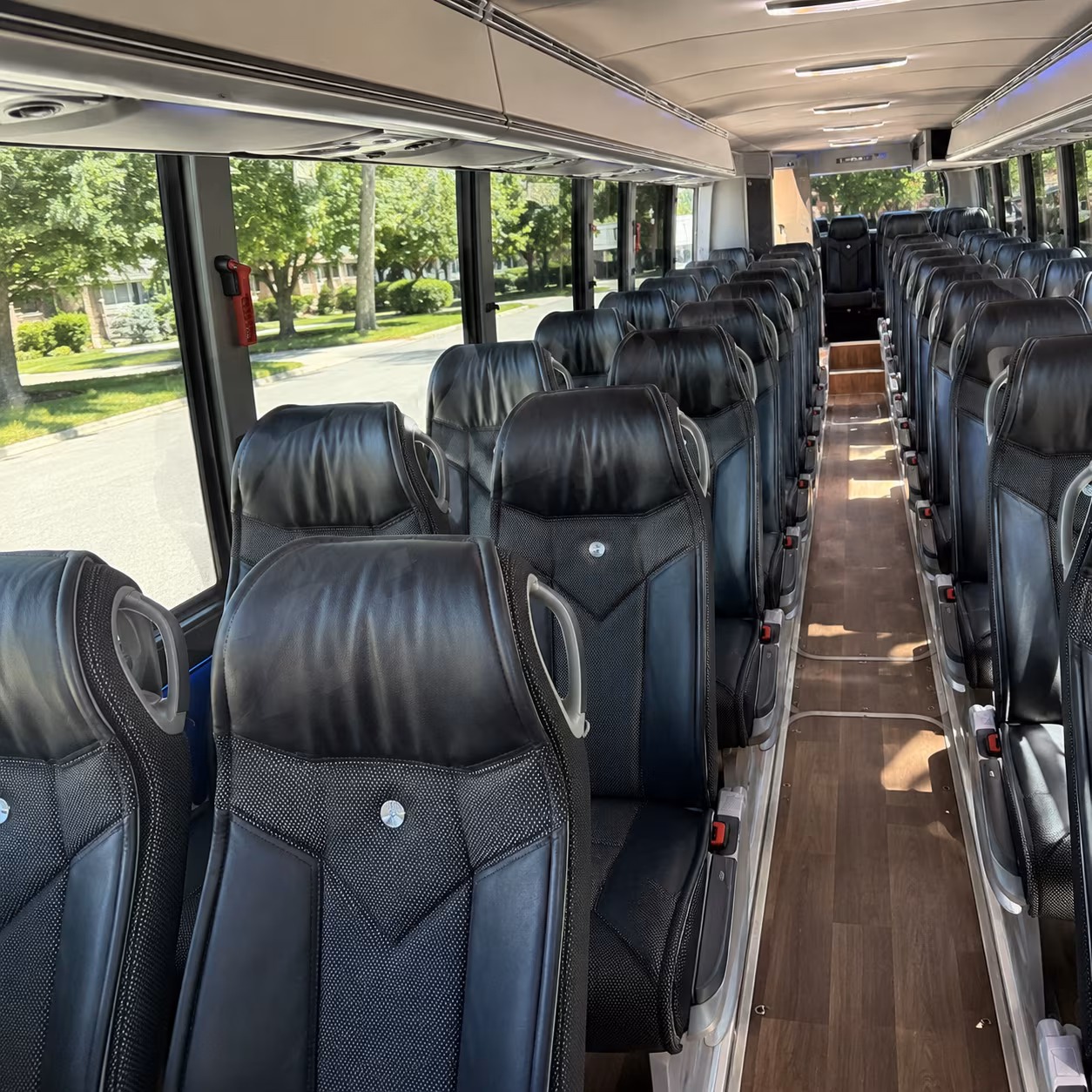 macon 40 passenger charter bus inside
