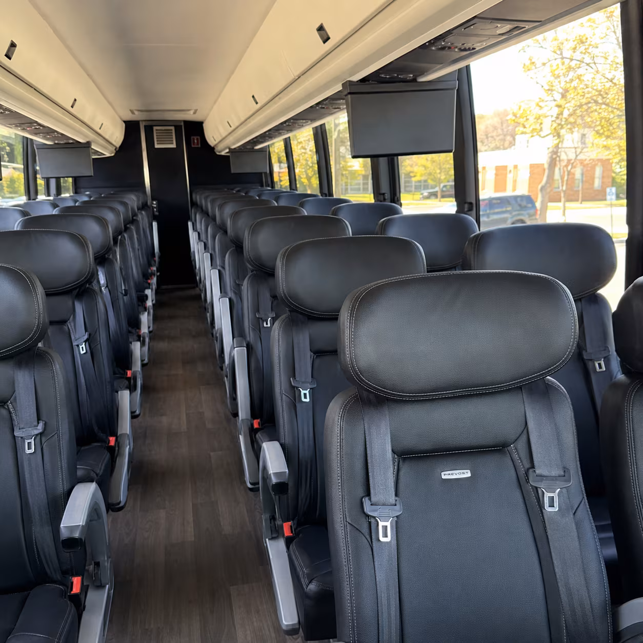 macon 45 passenger charter bus inside