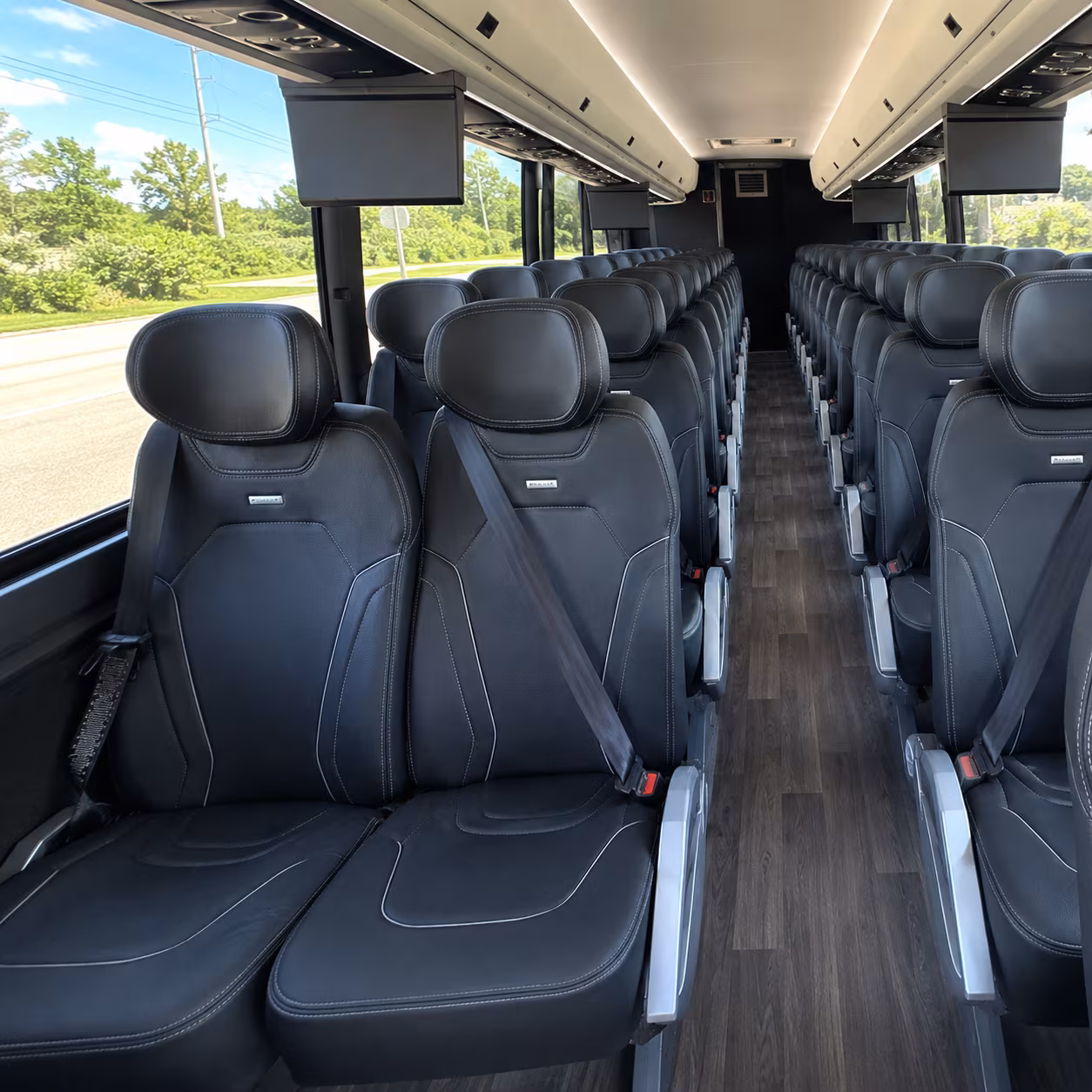 macon 47 passenger charter bus inside