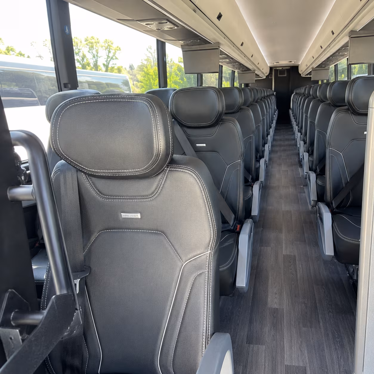 macon 47 passenger charter bus interior