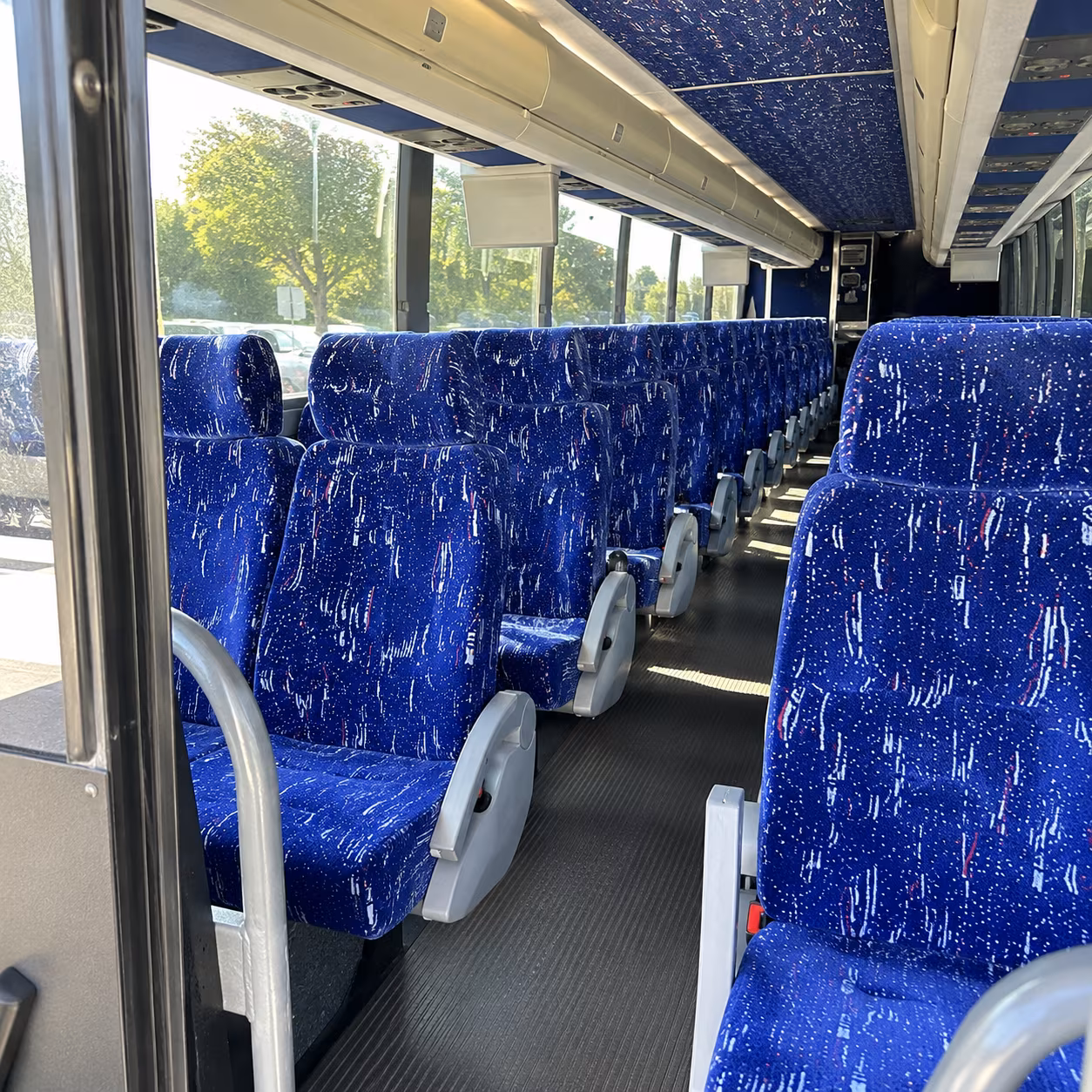 macon 50 passenger charter bus inside