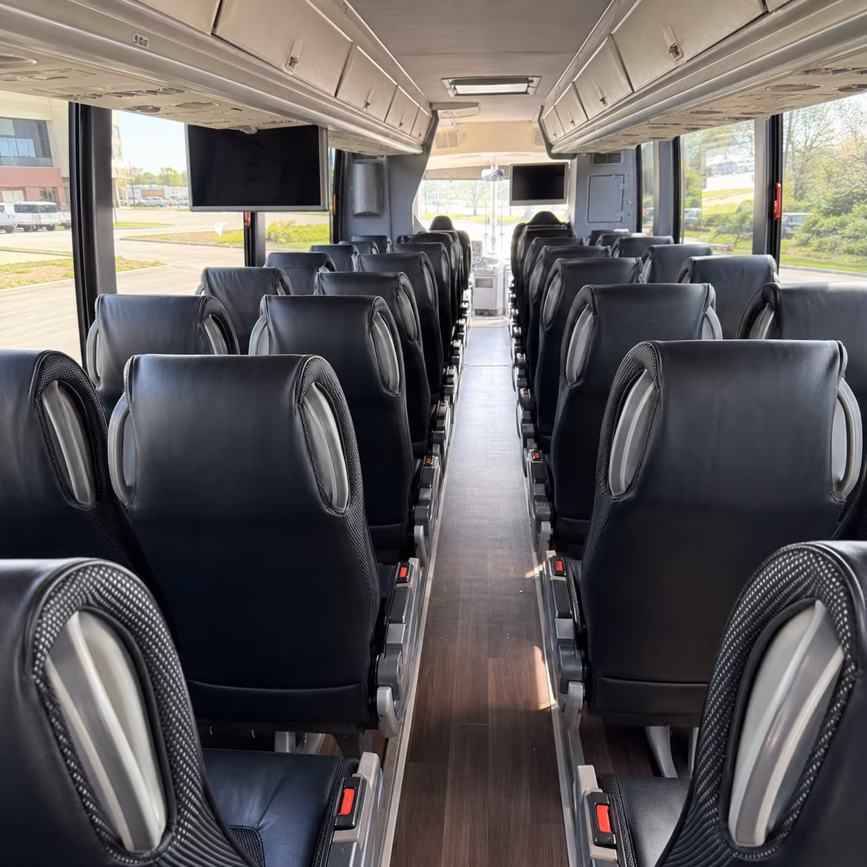 macon 56 passenger charter bus inside